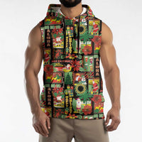 Hawaiian Santa Christmas Pattern Sleeveless Hoodie Black Version LT01 - Polynesian Pride