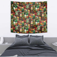 Hawaiian Santa Christmas Pattern Tapestry Black Version LT01 - Polynesian Pride