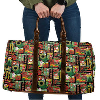 Hawaiian Santa Christmas Pattern Travel Bag Black Version LT01 Red - Polynesian Pride