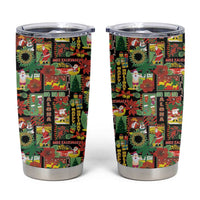 Hawaiian Santa Christmas Pattern Tumbler Cup Black Version LT01 Red - Polynesian Pride