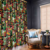 Hawaiian Santa Christmas Pattern Window Curtain Black Version LT01 - Polynesian Pride