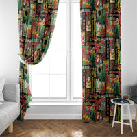 Hawaiian Santa Christmas Pattern Window Curtain Black Version LT01 - Polynesian Pride