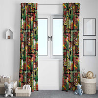 Hawaiian Santa Christmas Pattern Window Curtain Black Version LT01 - Polynesian Pride
