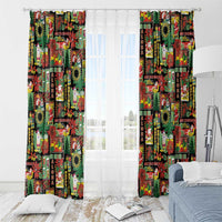 Hawaiian Santa Christmas Pattern Window Curtain Black Version LT01 - Polynesian Pride