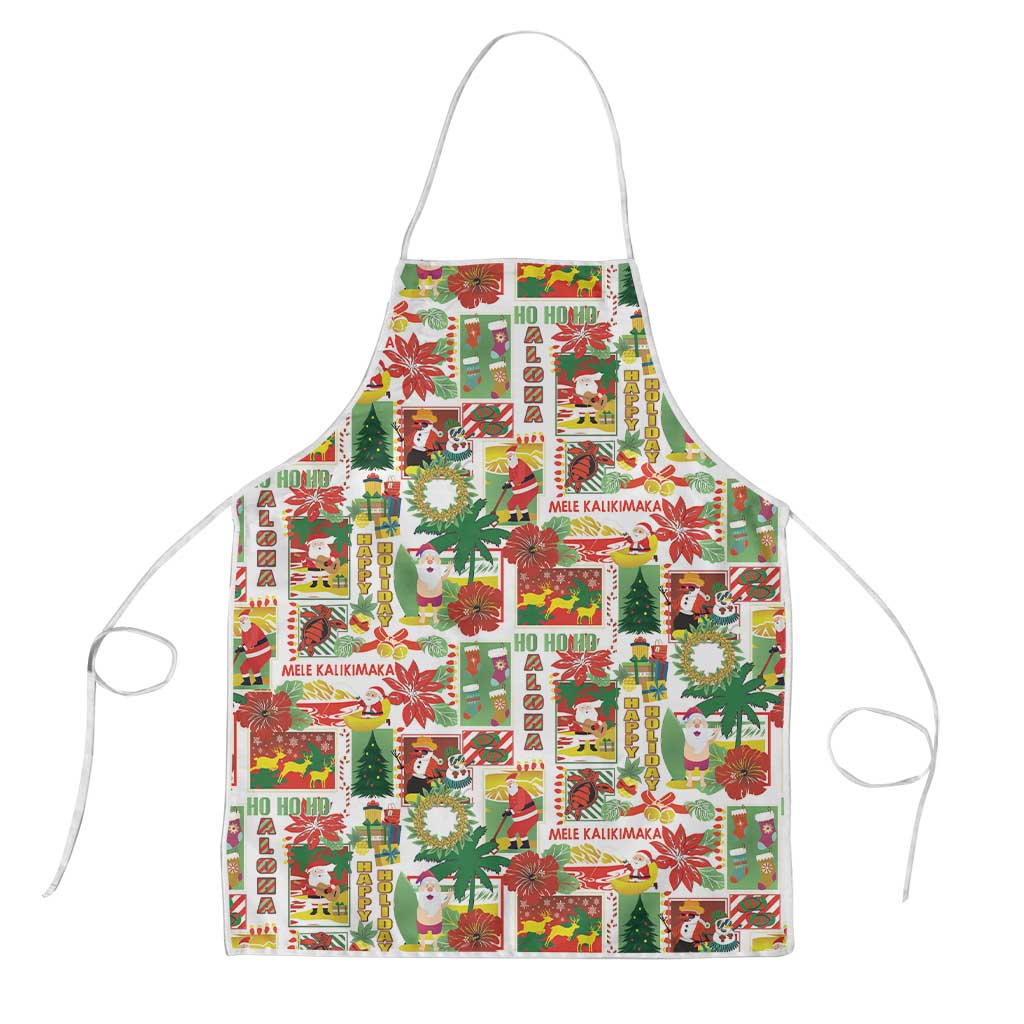 Hawaiian Santa Christmas Pattern Apron White Version LT01 Red - Polynesian Pride