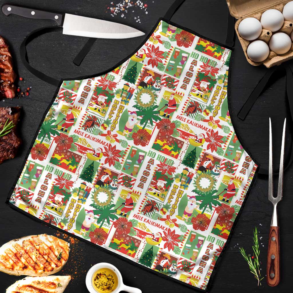 Hawaiian Santa Christmas Pattern Apron White Version LT01 Red - Polynesian Pride