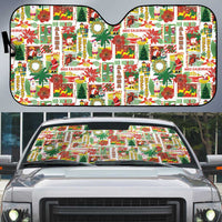 Hawaiian Santa Christmas Pattern Auto Sun Shade White Version LT01 Red - Polynesian Pride