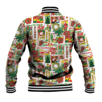 Hawaiian Santa Christmas Pattern Baseball Jacket White Version LT01 - Polynesian Pride