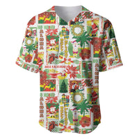 Hawaiian Santa Christmas Pattern Baseball Jersey White Version LT01 Red - Polynesian Pride