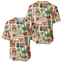 Hawaiian Santa Christmas Pattern Baseball Jersey White Version LT01 - Polynesian Pride