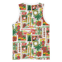Hawaiian Santa Christmas Pattern Basketball Jersey White Version LT01 - Polynesian Pride