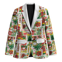 Hawaiian Santa Christmas Pattern Blazer White Version LT01 Unisex Red - Polynesian Pride
