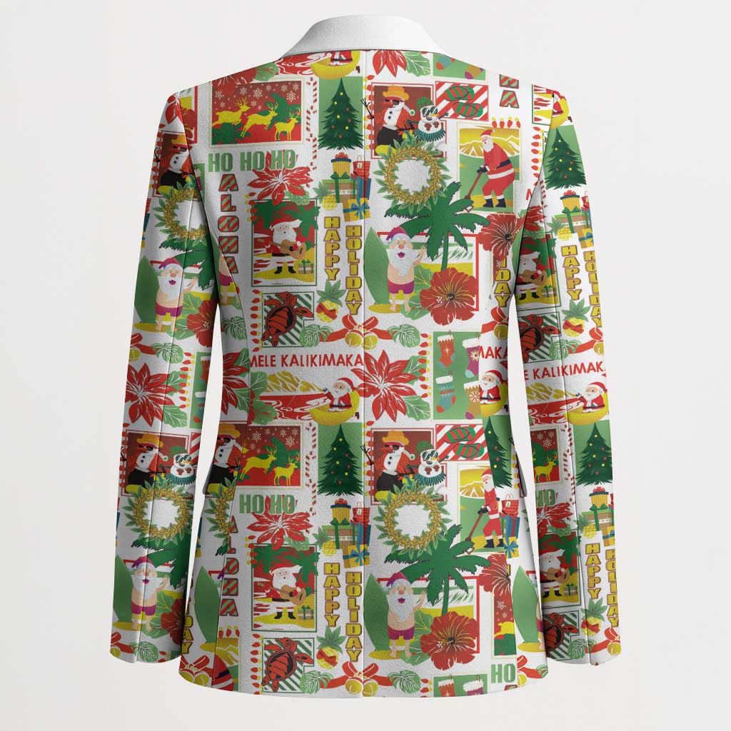 Hawaiian Santa Christmas Pattern Blazer White Version LT01 - Polynesian Pride