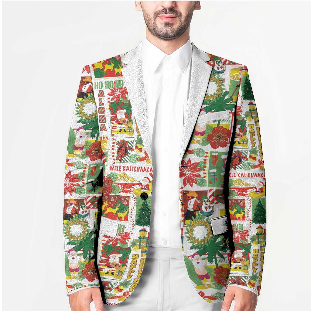 Hawaiian Santa Christmas Pattern Blazer White Version LT01 - Polynesian Pride