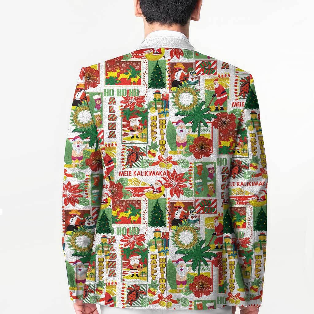 Hawaiian Santa Christmas Pattern Blazer White Version LT01 - Polynesian Pride