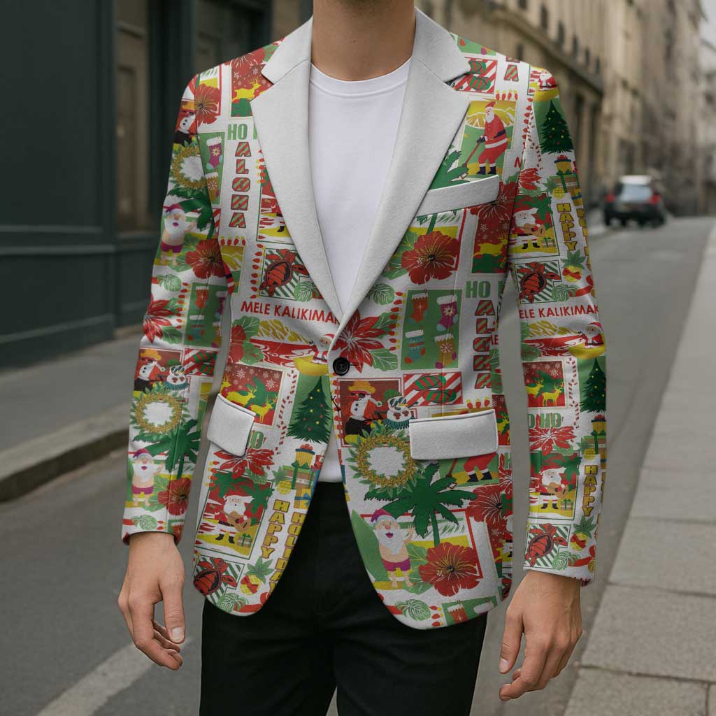 Hawaiian Santa Christmas Pattern Blazer White Version LT01 - Polynesian Pride