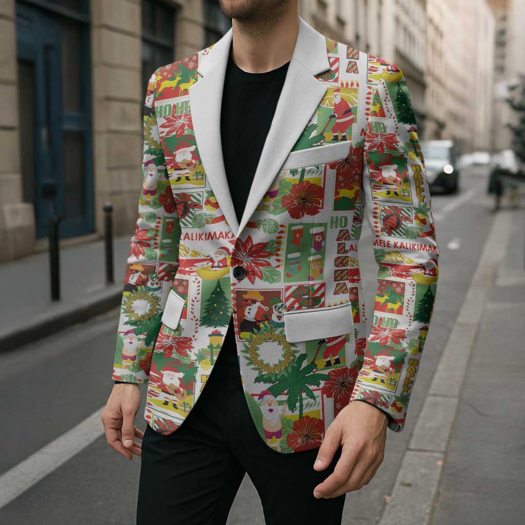 Hawaiian Santa Christmas Pattern Blazer White Version LT01 - Polynesian Pride
