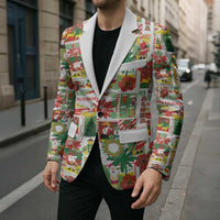 Hawaiian Santa Christmas Pattern Blazer White Version LT01 - Polynesian Pride