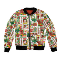 Hawaiian Santa Christmas Pattern Bomber Jacket White Version LT01 Unisex Red - Polynesian Pride