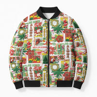 Hawaiian Santa Christmas Pattern Bomber Puffer Jacket White Version LT01 Unisex Red - Polynesian Pride