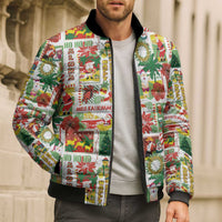 Hawaiian Santa Christmas Pattern Bomber Puffer Jacket White Version LT01 - Polynesian Pride