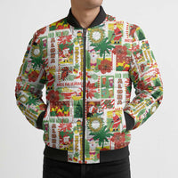 Hawaiian Santa Christmas Pattern Bomber Puffer Jacket White Version LT01 - Polynesian Pride