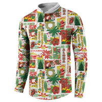 Hawaiian Santa Christmas Pattern Button Sweatshirt White Version LT01 - Polynesian Pride
