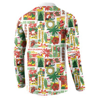 Hawaiian Santa Christmas Pattern Button Sweatshirt White Version LT01 - Polynesian Pride