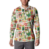 Hawaiian Santa Christmas Pattern Button Sweatshirt White Version LT01 - Polynesian Pride