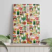 Hawaiian Santa Christmas Pattern Canvas Wall Art White Version LT01 - Polynesian Pride