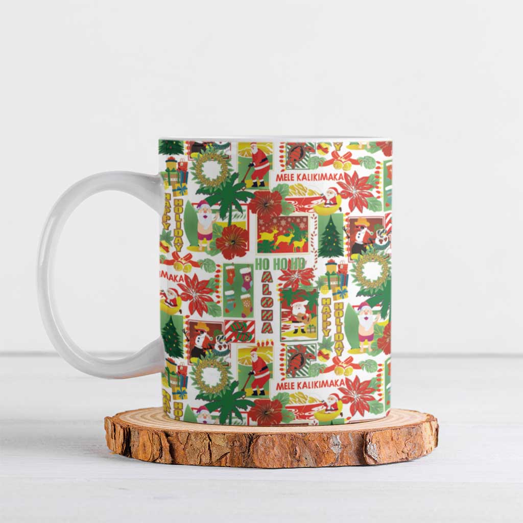 Hawaiian Santa Christmas Pattern Ceramic Mug White Version LT01 Red - Polynesian Pride