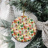 Hawaiian Santa Christmas Pattern Ceramic Ornament White Version LT01 - Polynesian Pride