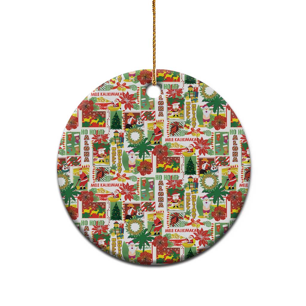 Hawaiian Santa Christmas Pattern Ceramic Ornament White Version LT01 - Polynesian Pride