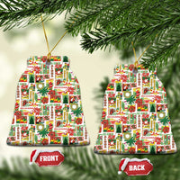Hawaiian Santa Christmas Pattern Ceramic Ornament White Version LT01 Bell Flake Red - Polynesian Pride