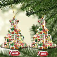 Hawaiian Santa Christmas Pattern Ceramic Ornament White Version LT01 Christmas Tree Red - Polynesian Pride