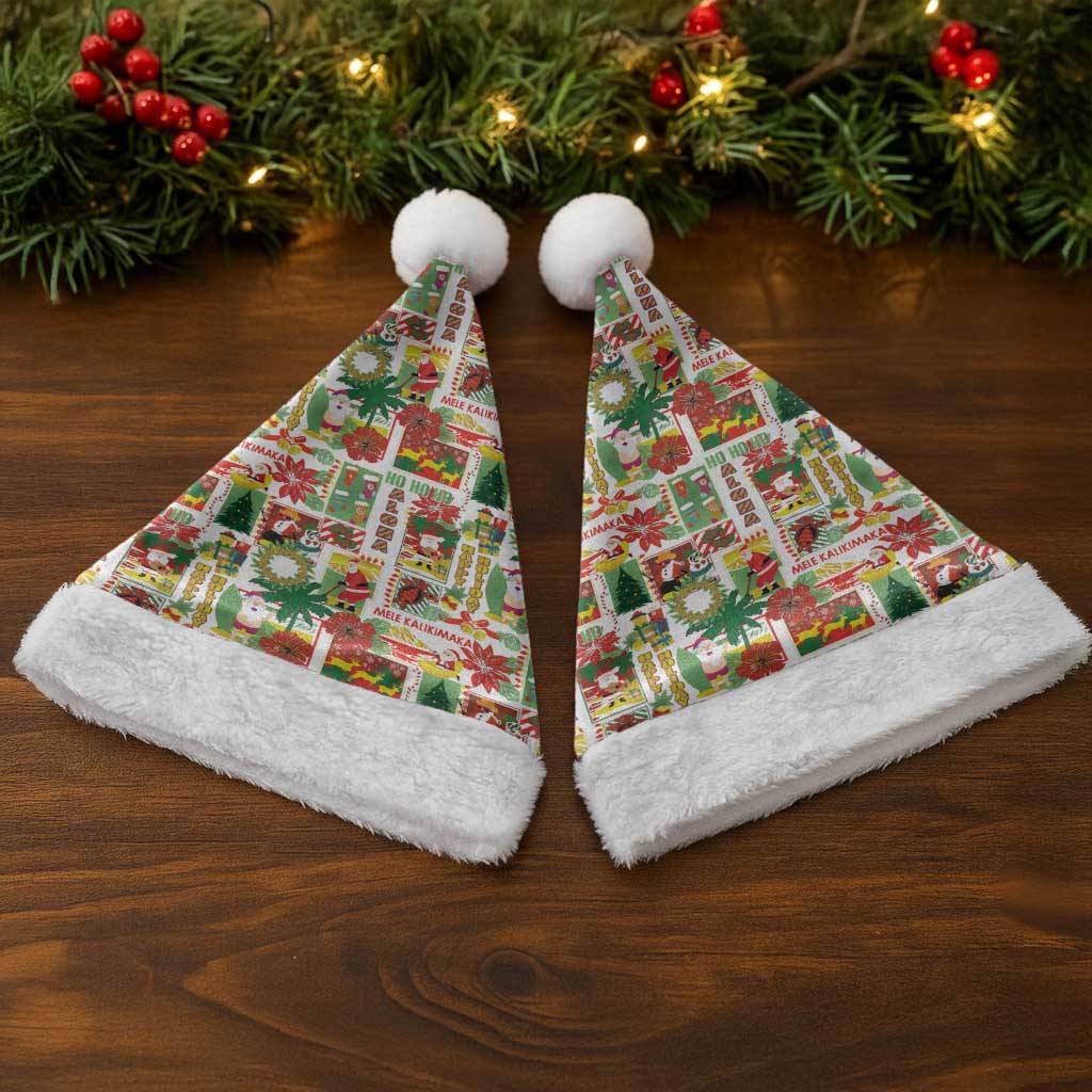 Hawaiian Santa Christmas Pattern Christmas Santa Hat White Version LT01 - Polynesian Pride