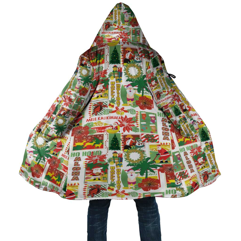 Hawaiian Santa Christmas Pattern Cloak White Version LT01 Unisex Red - Polynesian Pride