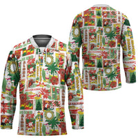 Hawaiian Santa Christmas Pattern Hockey Jersey White Version LT01 - Polynesian Pride