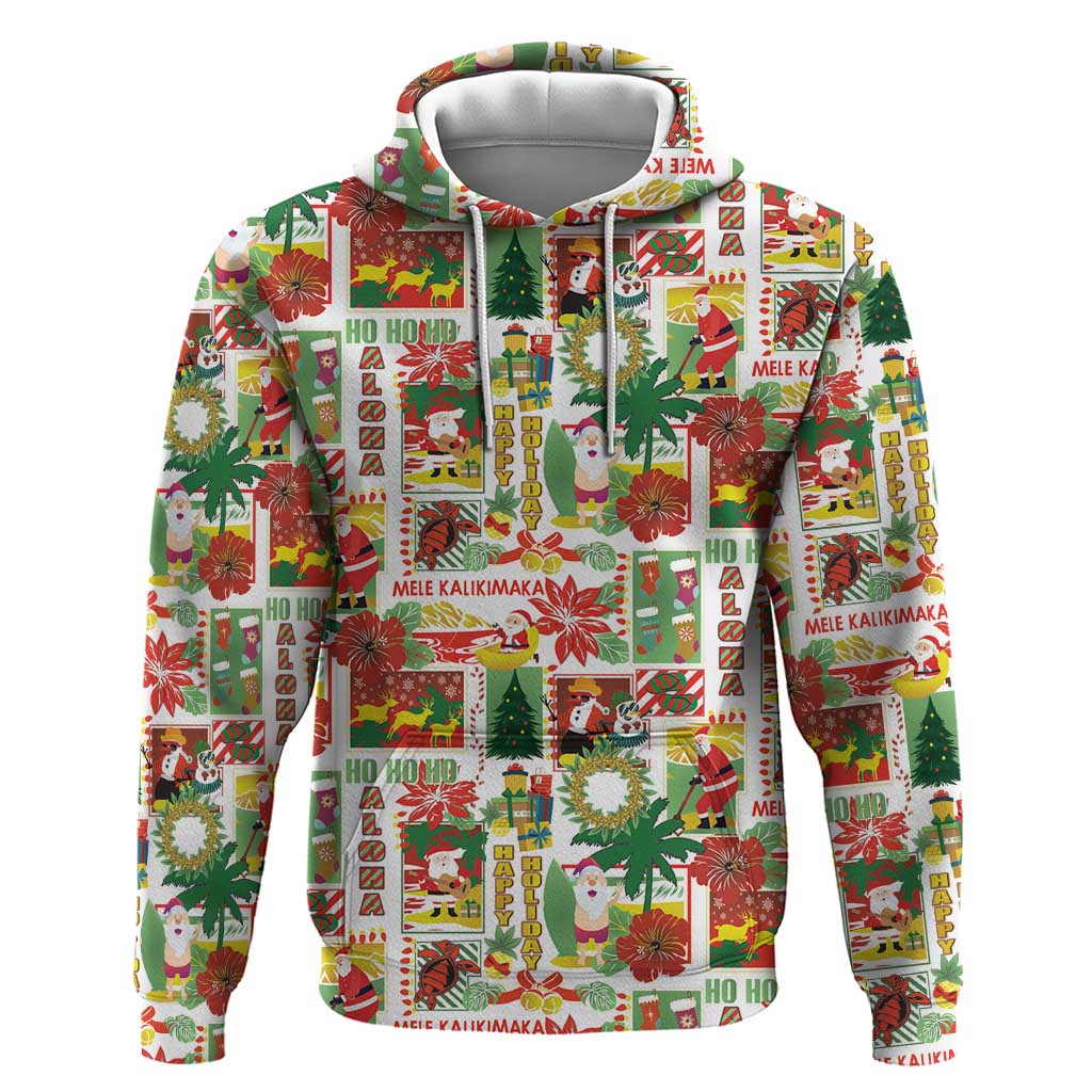 Hawaiian Santa Christmas Pattern Hoodie White Version LT01 Pullover Hoodie Red - Polynesian Pride