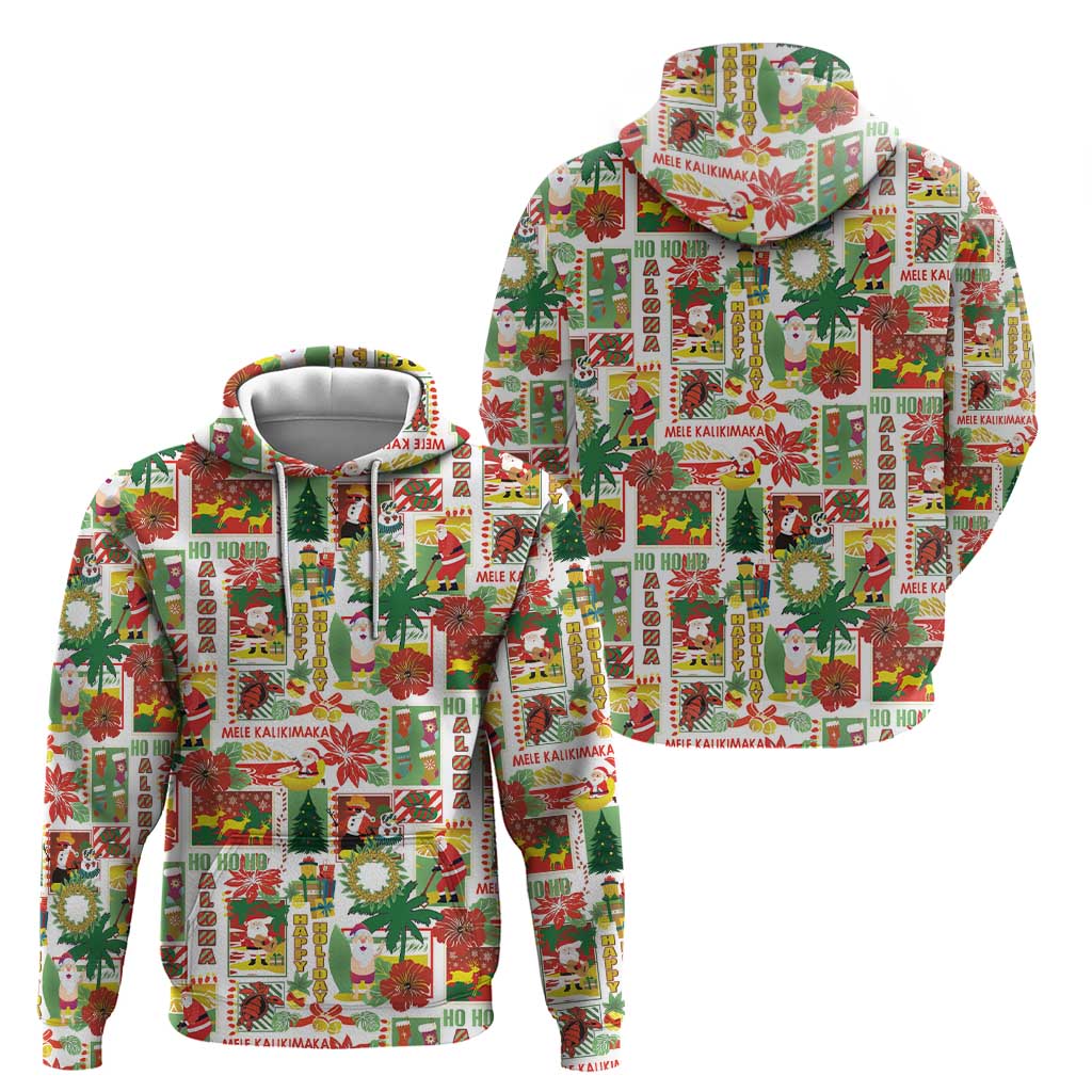 Hawaiian Santa Christmas Pattern Hoodie White Version LT01 - Polynesian Pride