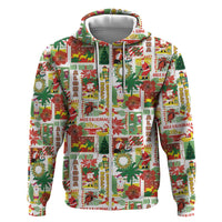 Hawaiian Santa Christmas Pattern Hoodie White Version LT01 Zip Hoodie Red - Polynesian Pride