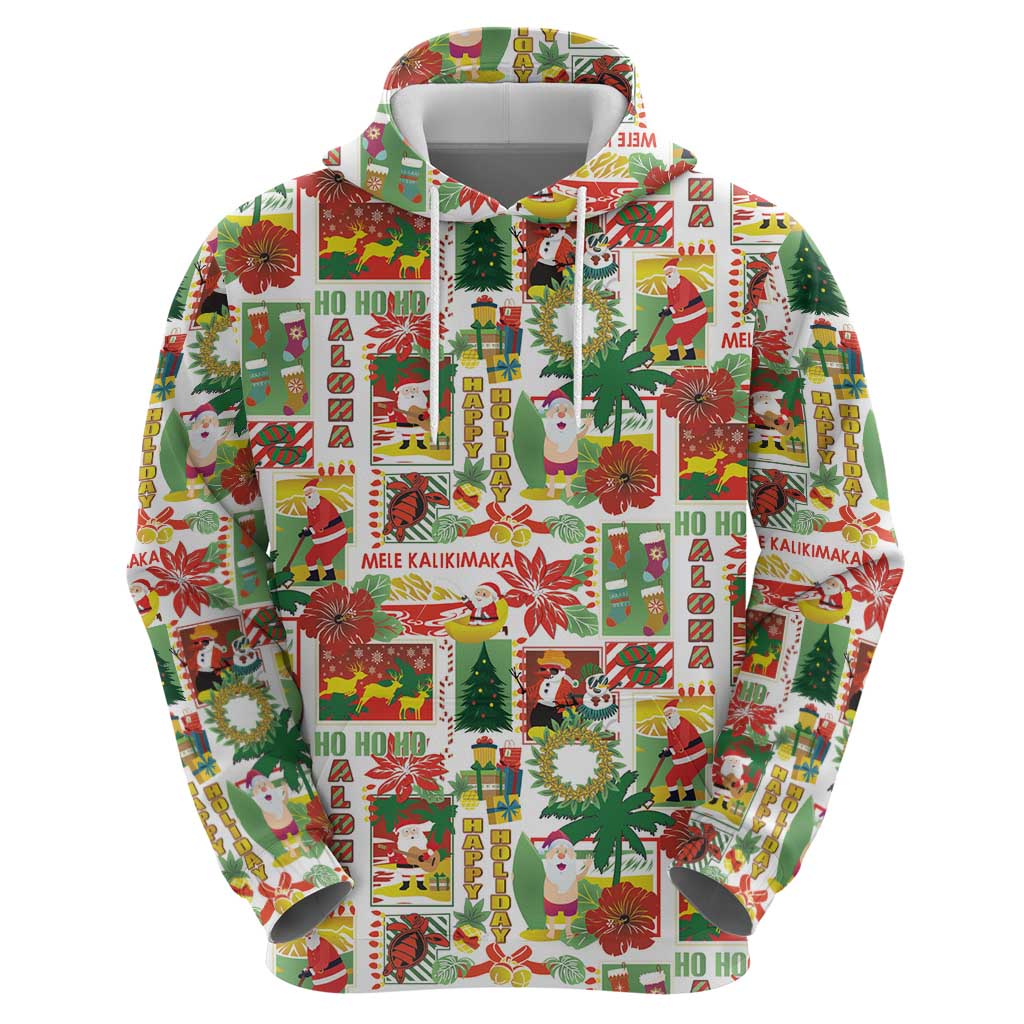 Hawaiian Santa Christmas Pattern Hoodie White Version LT01 - Polynesian Pride