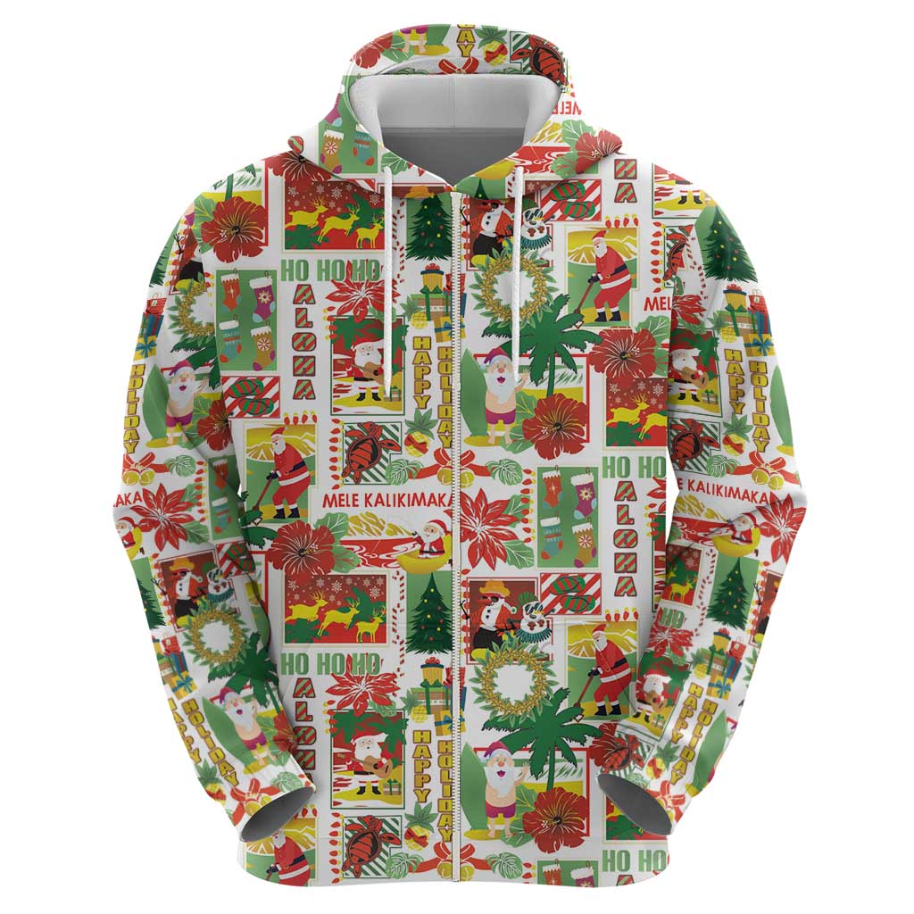 Hawaiian Santa Christmas Pattern Hoodie White Version LT01 - Polynesian Pride