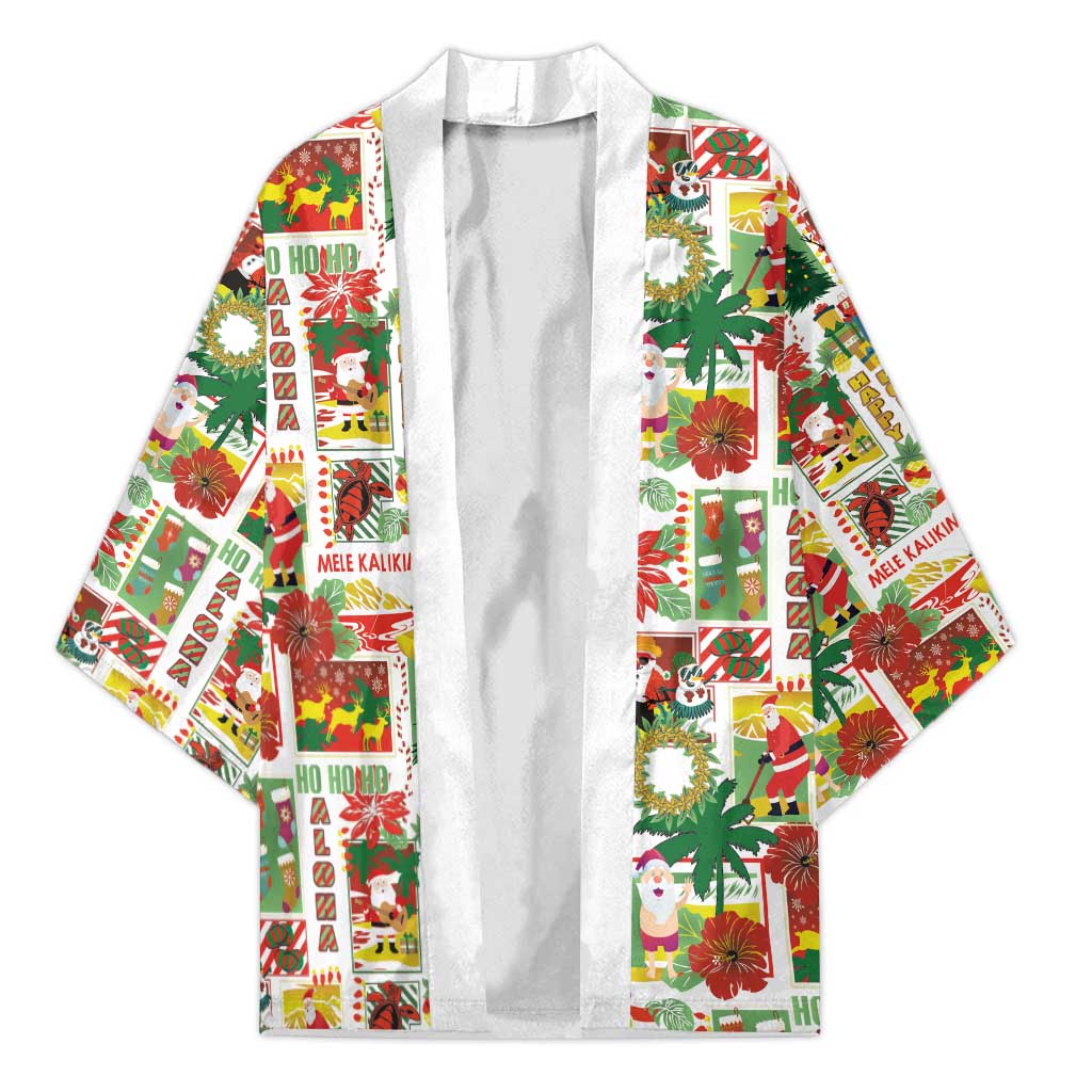 Hawaiian Santa Christmas Pattern Kimono White Version LT01 Unisex Red - Polynesian Pride