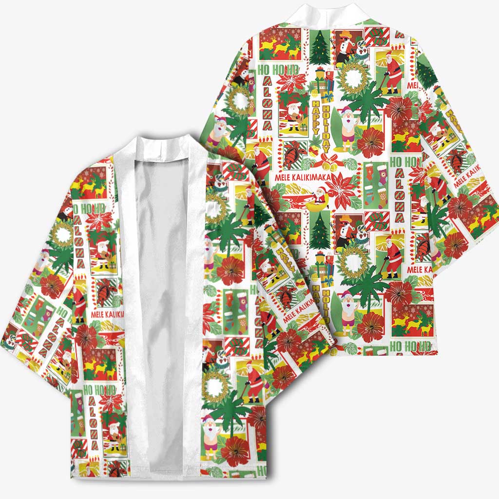 Hawaiian Santa Christmas Pattern Kimono White Version LT01 - Polynesian Pride