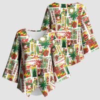 Hawaiian Santa Christmas Pattern Kimono Sleeve Blouse White Version LT01 - Polynesian Pride