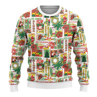 Hawaiian Santa Christmas Pattern Ugly Christmas Sweater White Version LT01 - Polynesian Pride