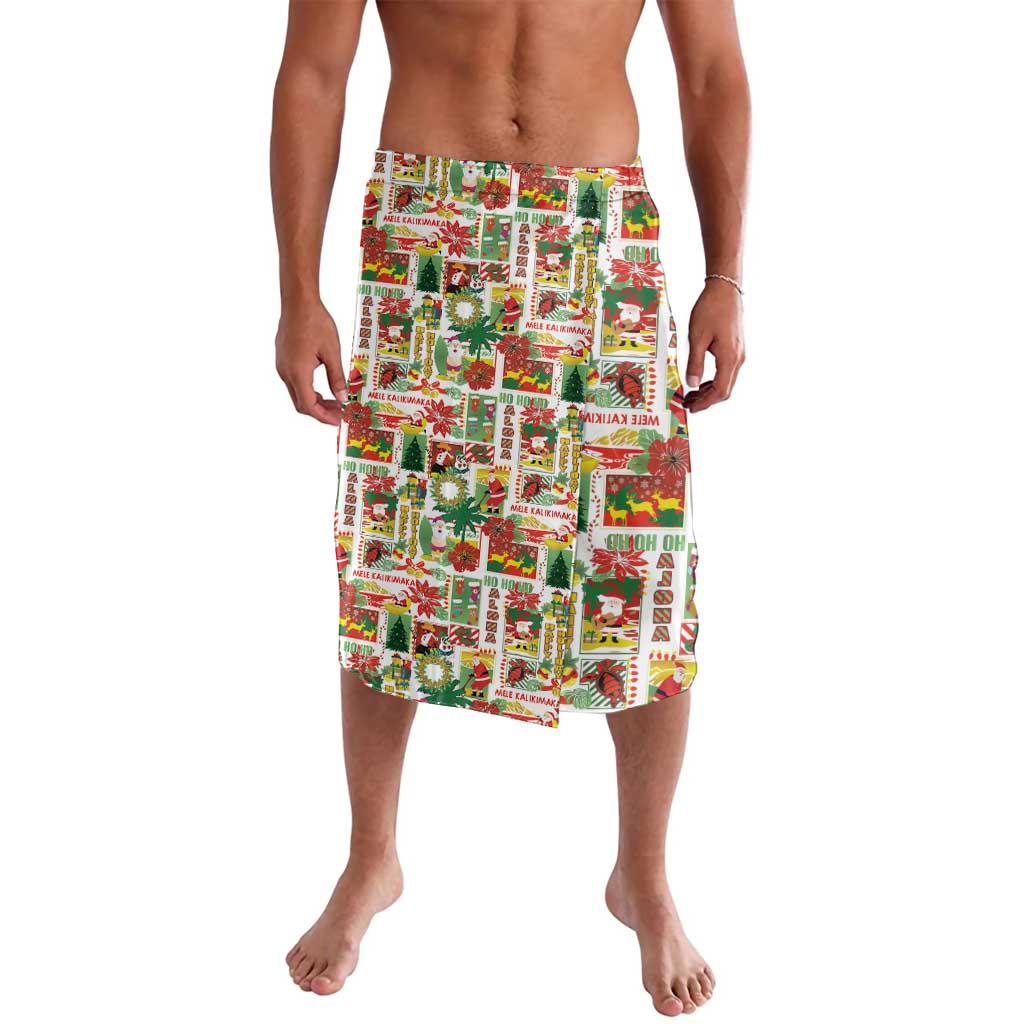 Hawaiian Santa Christmas Pattern Lavalava White Version LT01 Red - Polynesian Pride