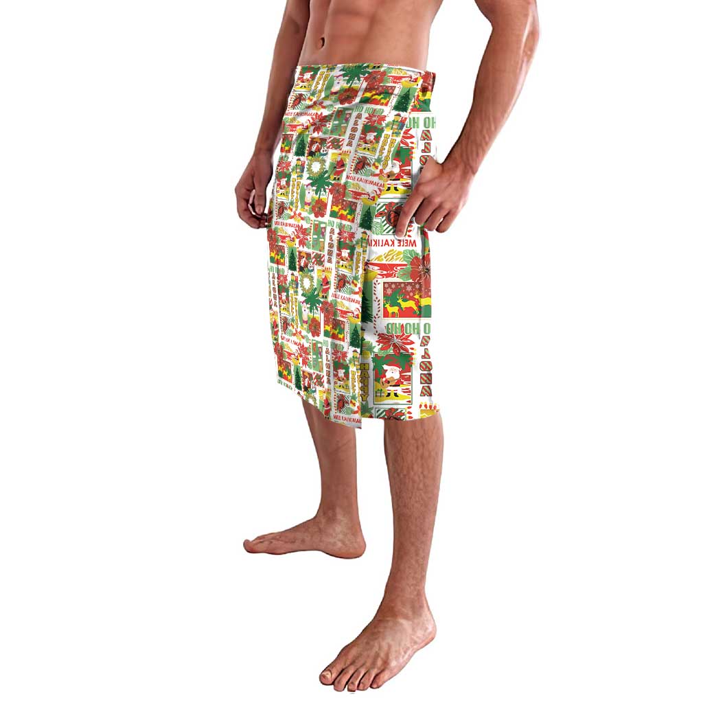 Hawaiian Santa Christmas Pattern Lavalava White Version LT01 - Polynesian Pride