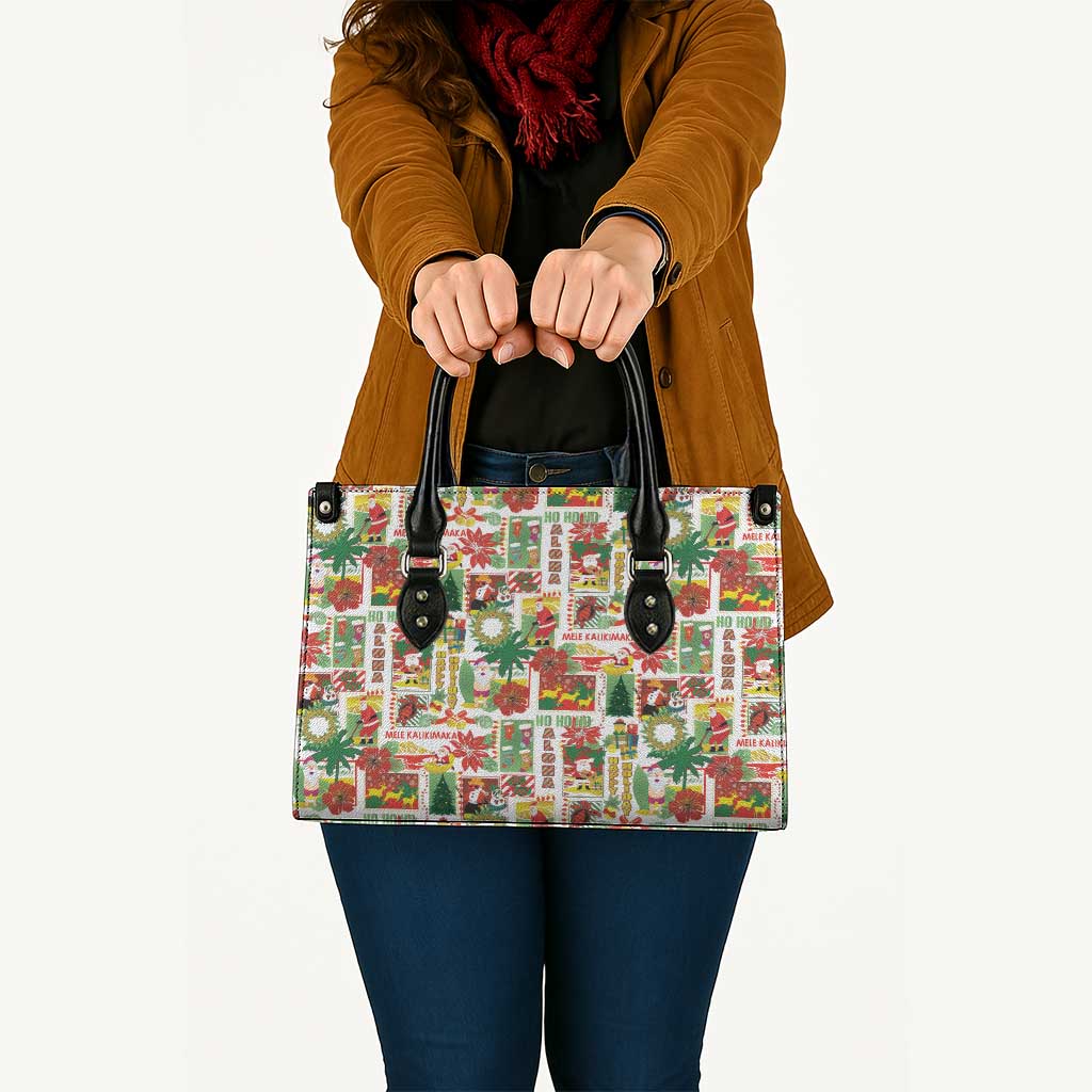 Hawaiian Santa Christmas Pattern Leather Bag White Version LT01 - Polynesian Pride